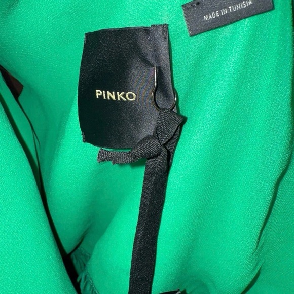 NWT Pinko Green One Shoulder Bow Mini Dress Designer Cocktail Party - Picture 7 of 8